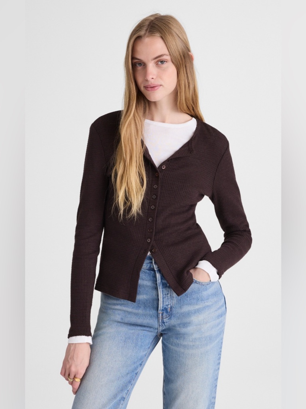 NWT MADEWELL Waffle Knit Cutaway Crewneck Cardigan size women’s small